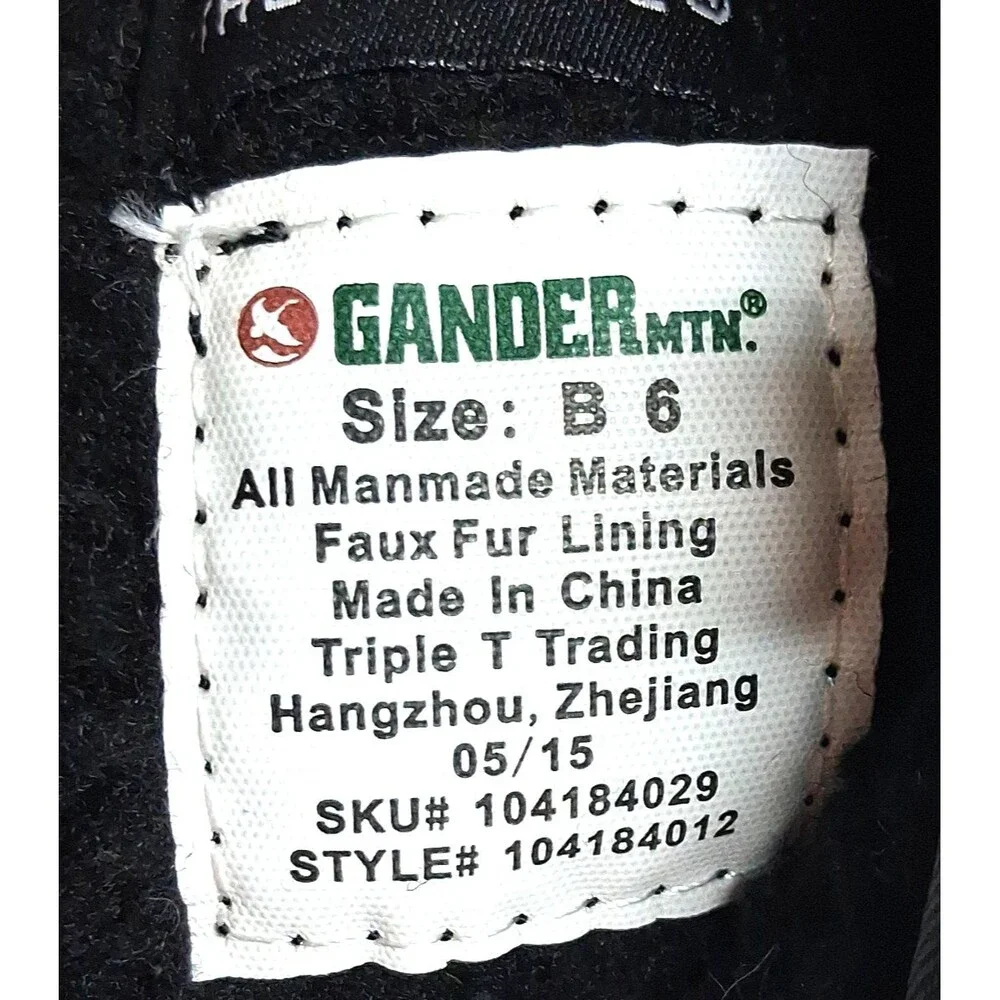 Gander Mountain Boys 6 Snow Boots Black Winter Outdoors sleigh riding cold gear